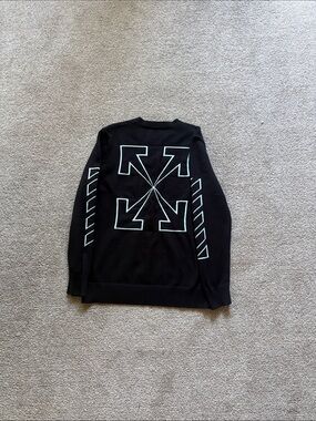 Off-White Black Crewneck Sweater with White Arrow Motif